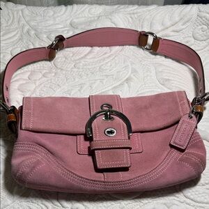 Coach Dusty Rose Suede Shoulder Bag